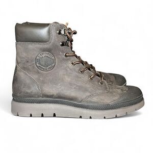 Palladium Men’s Leather Ankle Boots Size 8.5 Brown Lace-Up Waterproof Rugged